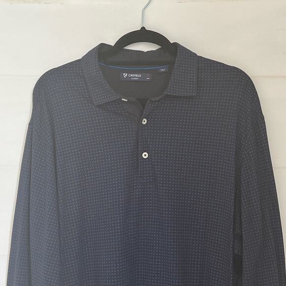 Cremieux Men's Classic Polo Shirt Size XL Black/Blue Polka Dot Long Sleeve - Picture 3 of 14